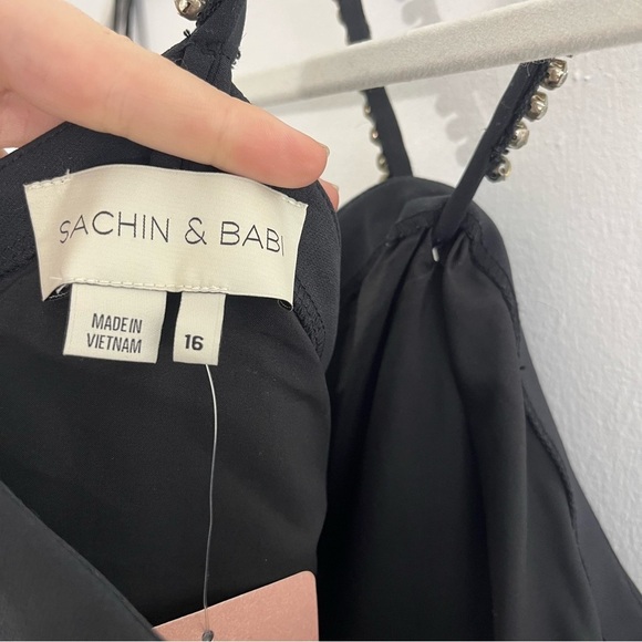 NWT BHLDN Sachin & Babi Antonelle Dress Black Mini Rhinestone Halter Size 16 - Picture 8 of 8